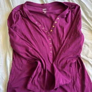 Sonoma Women's Long Sleeve Magenta Henley